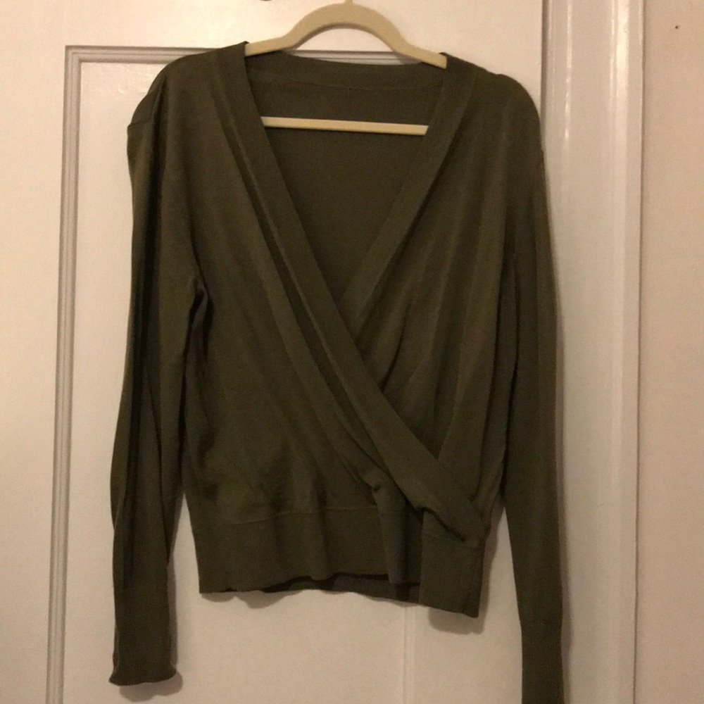 Merino Wrap Sweater in Tuscan Olive